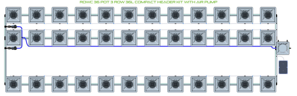 ALIEN Hydroponics RDWC 36 Pot 3 Row 36L Compact Header Kit with Air Pump product image 2