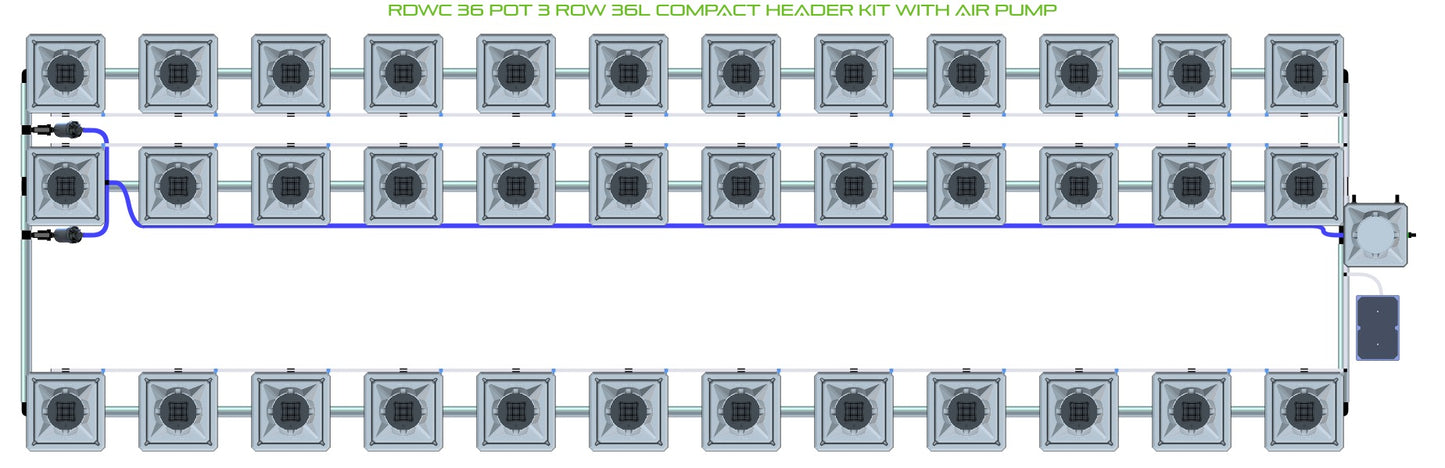 ALIEN Hydroponics RDWC 36 Pot 3 Row 36L Compact Header Kit with Air Pump product image 2