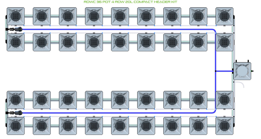 ALIEN Hydroponics RDWC 36 Pot 4 Row 20L Compact Header Kit product image 1