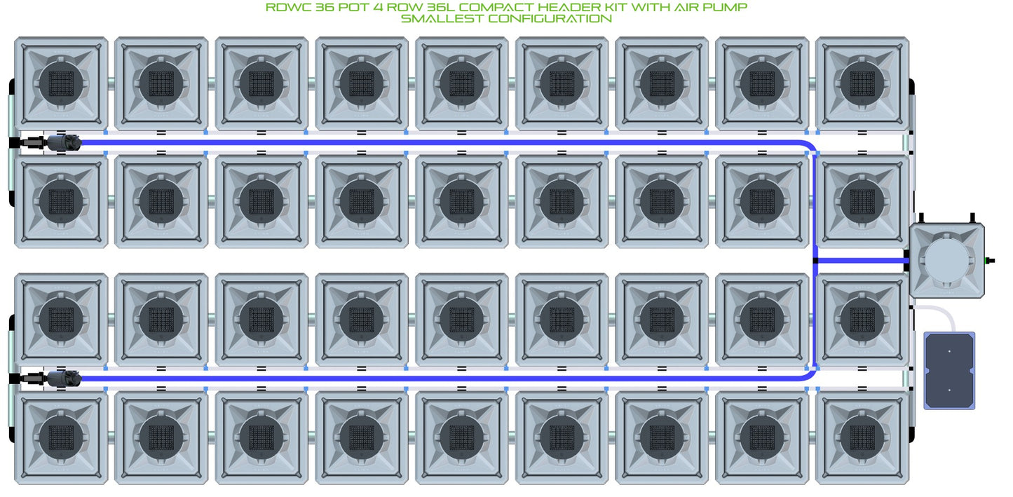 ALIEN Hydroponics RDWC 36 Pot 4 Row 36L Compact Header Kit with Air Pump product image 3