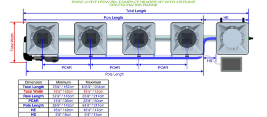 ALIEN Hydroponics RDWC 4 Pot 1 Row 20L Compact Header Kit with Air Pump product image 1