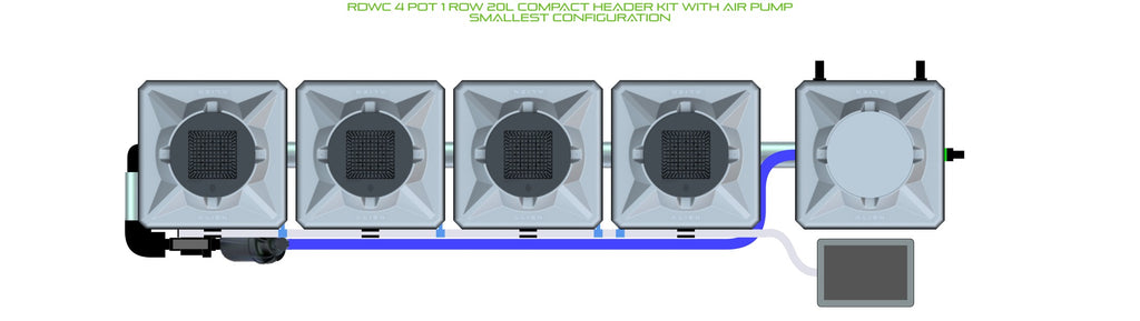 ALIEN Hydroponics RDWC 4 Pot 1 Row 20L Compact Header Kit with Air Pump product image 3