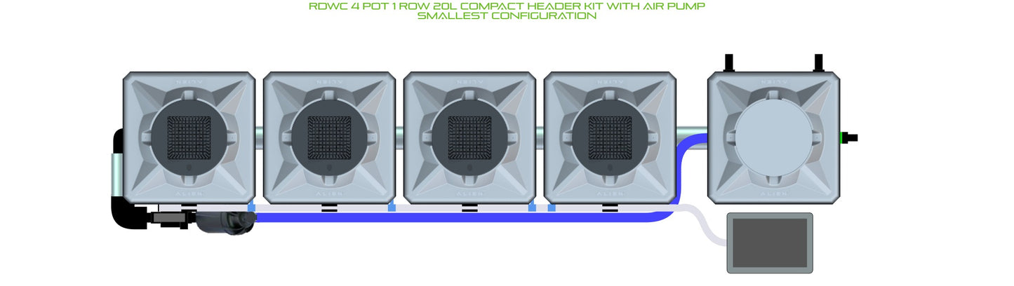 ALIEN Hydroponics RDWC 4 Pot 1 Row 20L Compact Header Kit with Air Pump product image 3