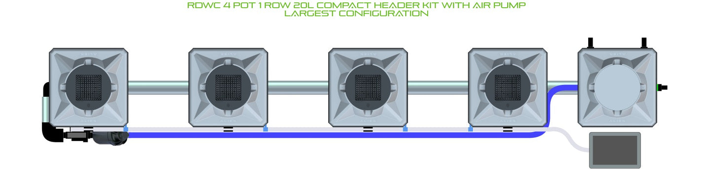 ALIEN Hydroponics RDWC 4 Pot 1 Row 20L Compact Header Kit with Air Pump product image 4
