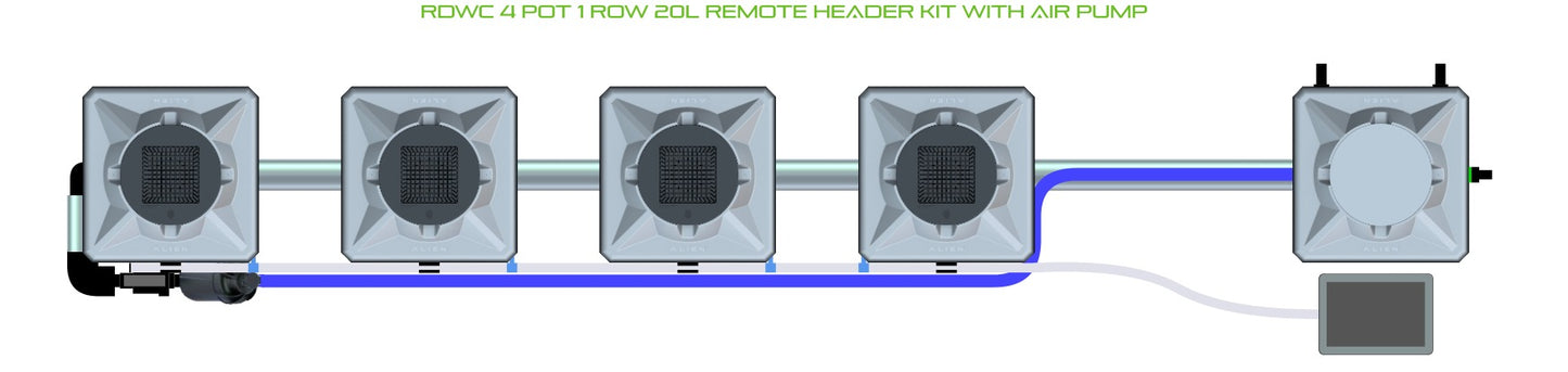 ALIEN Hydroponics RDWC 4 Pot 1 Row 20L Remote Header Kit with Air Pump product image 2