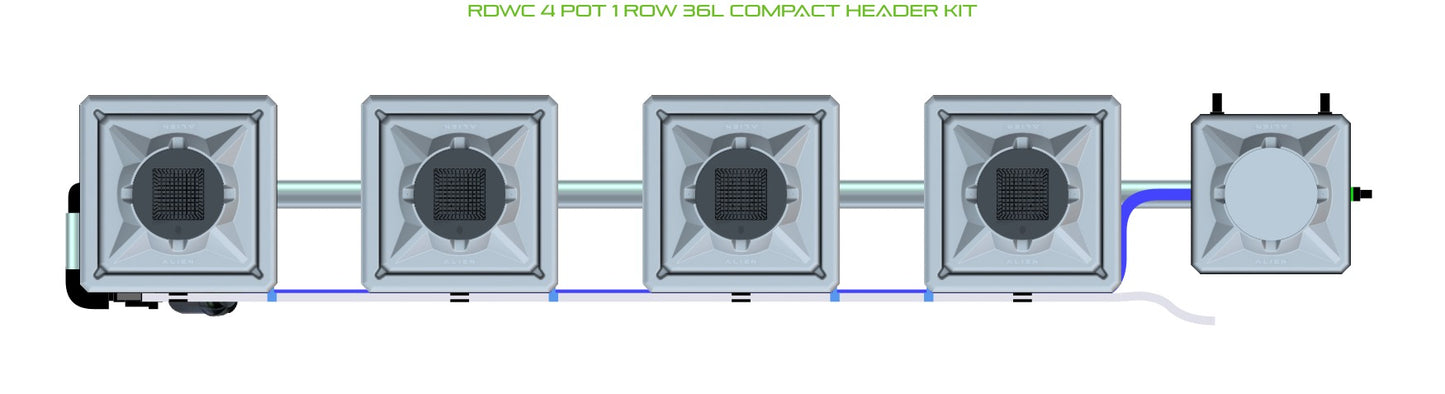 ALIEN Hydroponics RDWC 4 Pot 1 Row 36L Compact Header Kit product image 2