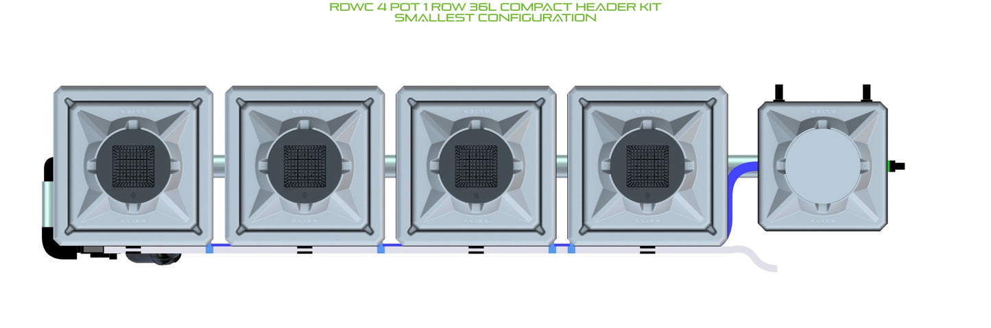 ALIEN Hydroponics RDWC 4 Pot 1 Row 36L Compact Header Kit product image 3