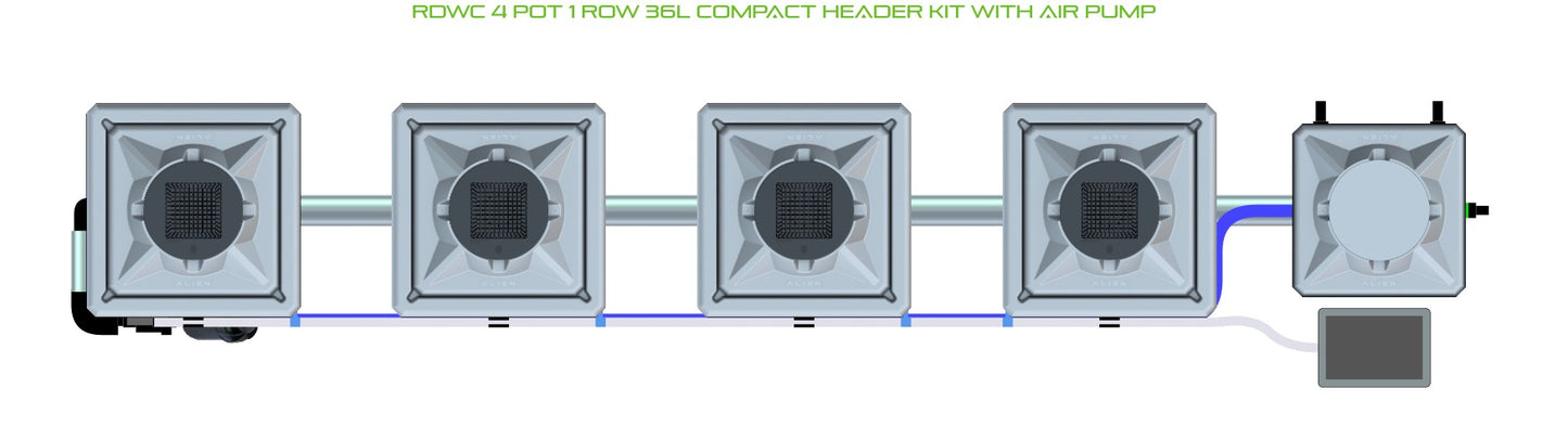 ALIEN Hydroponics RDWC 4 Pot 1 Row 36L Compact Header Kit with Air Pump product image 2