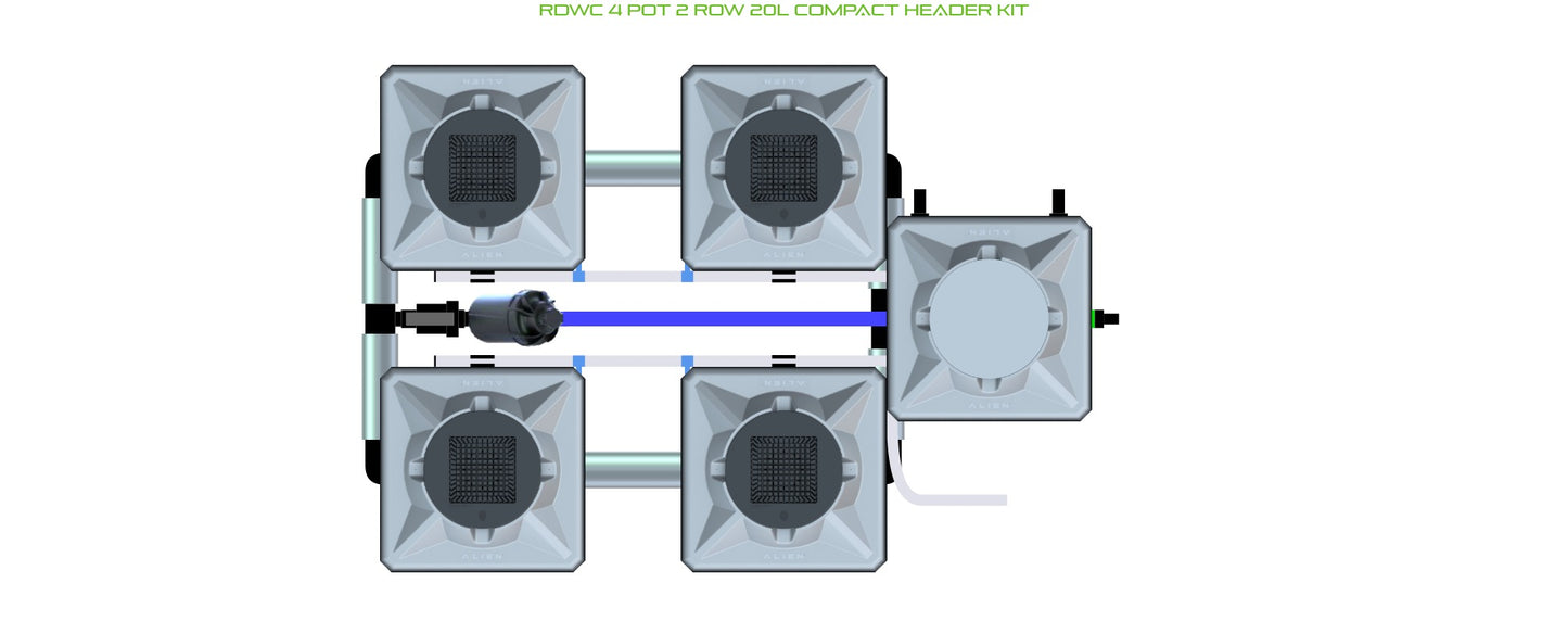 ALIEN Hydroponics RDWC 4 Pot 2 Row 20L Compact Header Kit product image 1