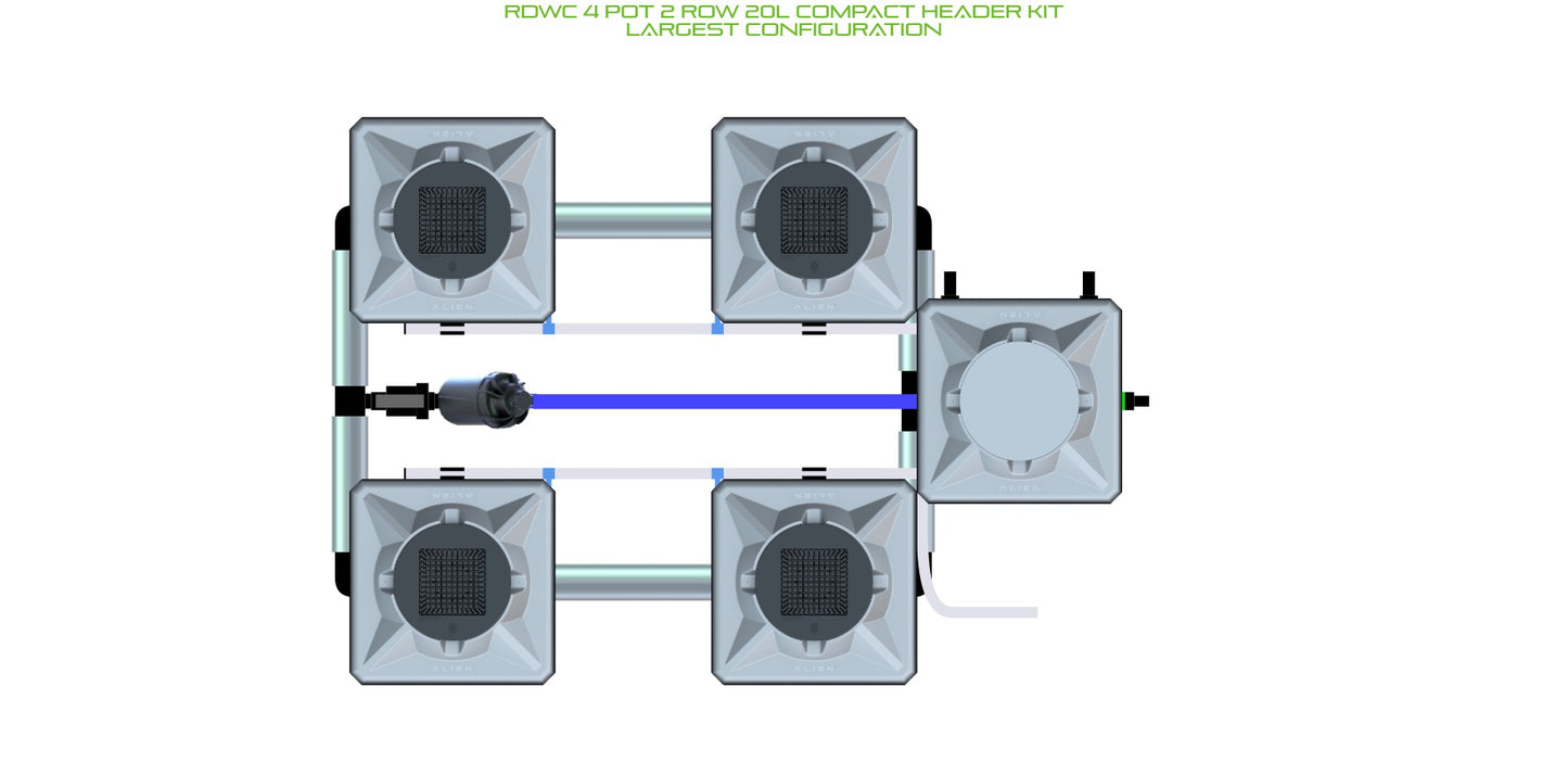 ALIEN Hydroponics RDWC 4 Pot 2 Row 20L Compact Header Kit product image 4