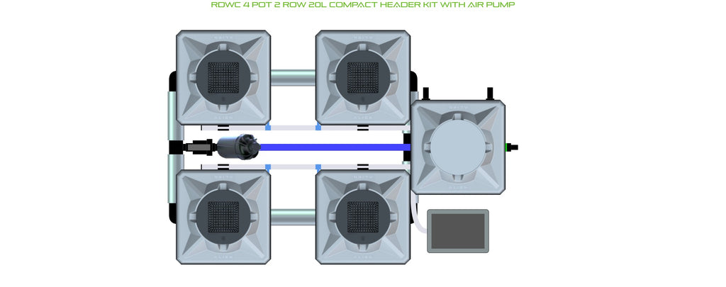 ALIEN Hydroponics RDWC 4 Pot 2 Row 20L Compact Header Kit with Air Pump product image 1
