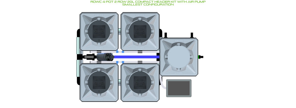 ALIEN Hydroponics RDWC 4 Pot 2 Row 20L Compact Header Kit with Air Pump product image 3