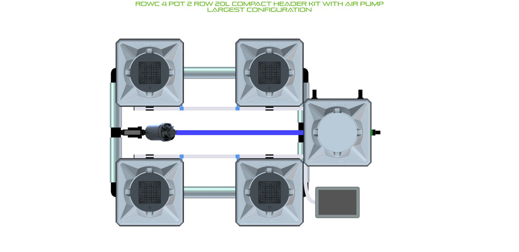 ALIEN Hydroponics RDWC 4 Pot 2 Row 20L Compact Header Kit with Air Pump product image 4