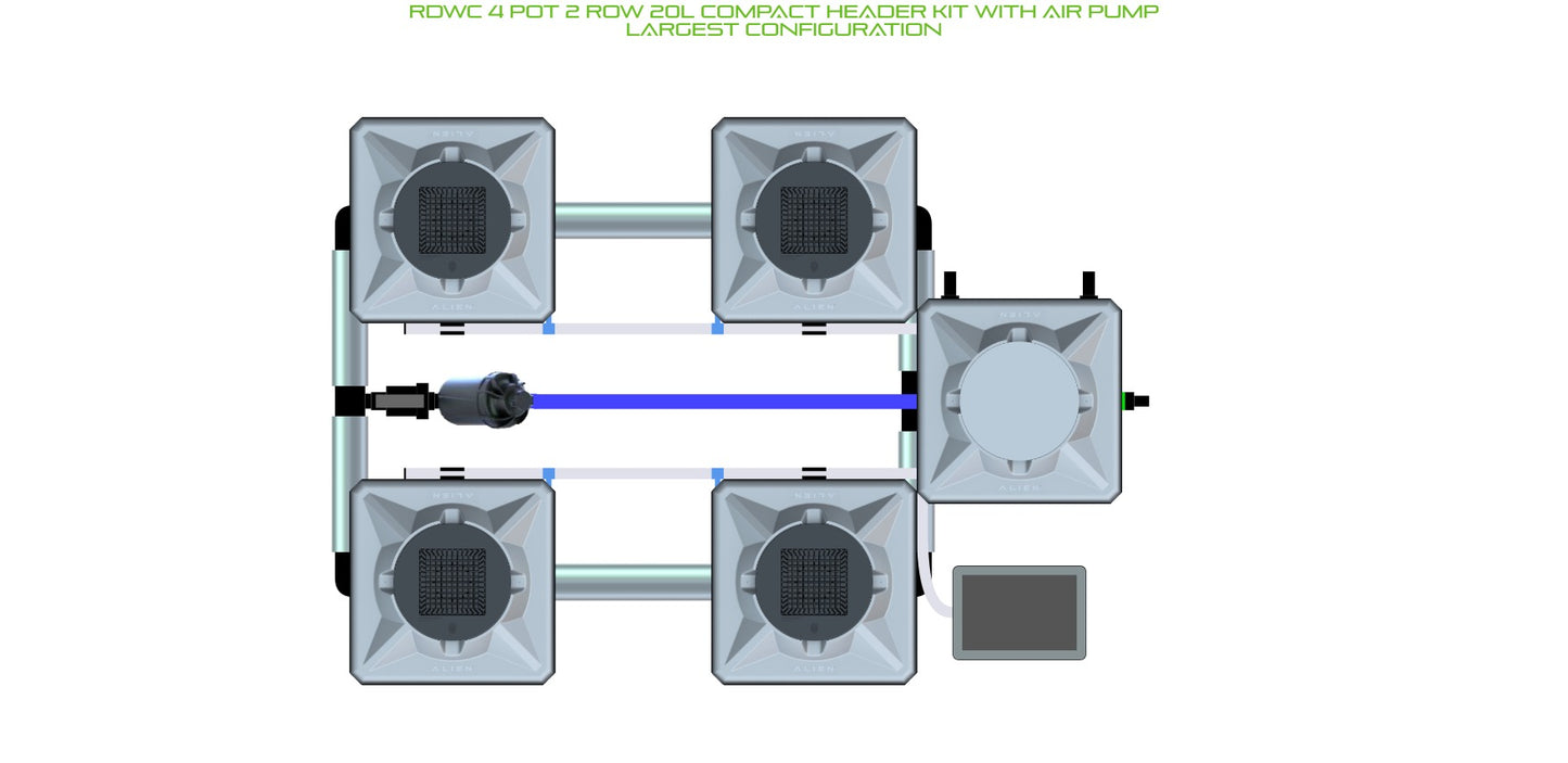 ALIEN Hydroponics RDWC 4 Pot 2 Row 20L Compact Header Kit with Air Pump product image 4