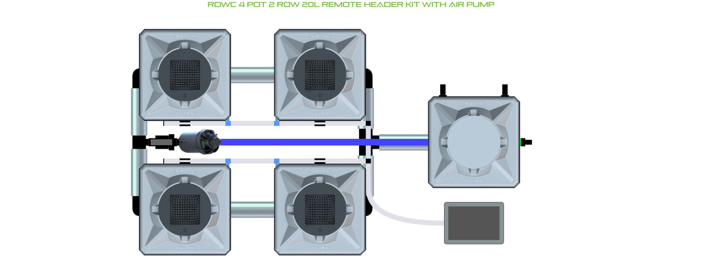 ALIEN Hydroponics RDWC 4 Pot 2 Row 20L Remote Header Kit with Air Pump product image 1