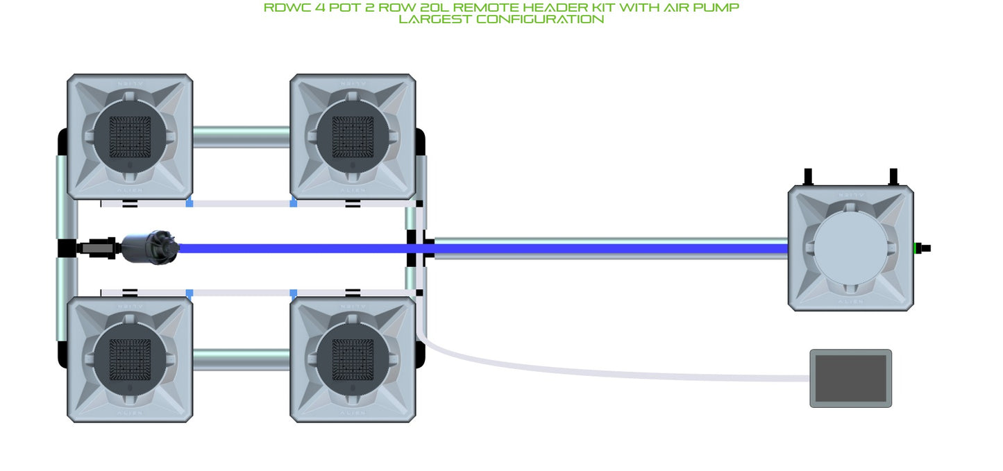 ALIEN Hydroponics RDWC 4 Pot 2 Row 20L Remote Header Kit with Air Pump product image 4