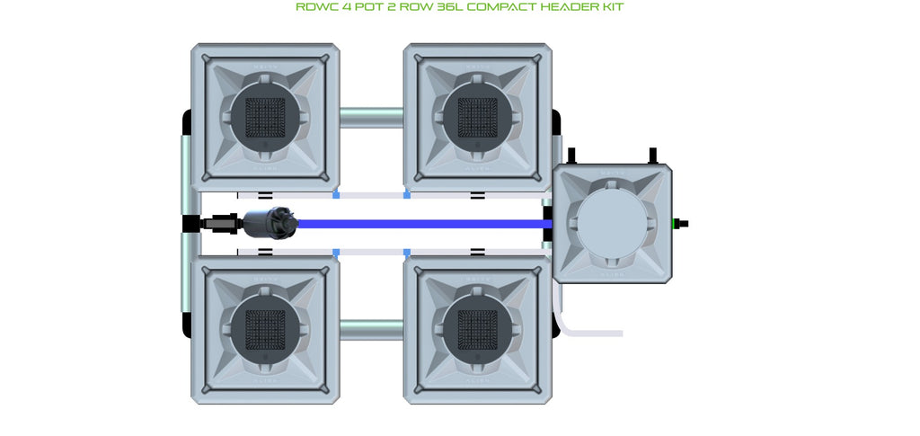 ALIEN Hydroponics RDWC 4 Pot 2 Row 36L Compact Header Kit product image 1