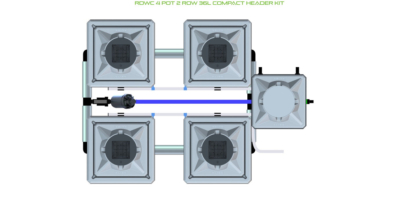 ALIEN Hydroponics RDWC 4 Pot 2 Row 36L Compact Header Kit product image 1