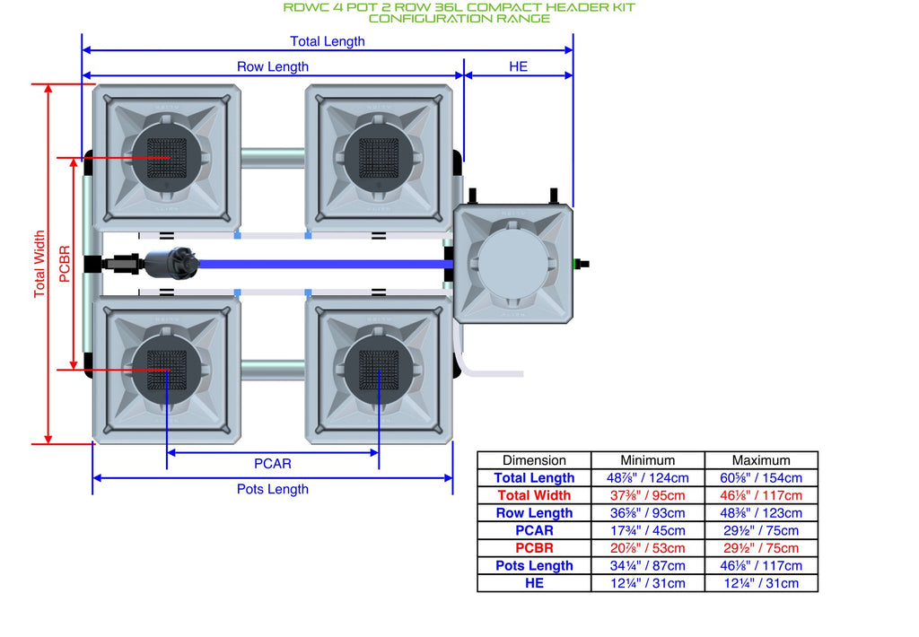 ALIEN Hydroponics RDWC 4 Pot 2 Row 36L Compact Header Kit product image 2