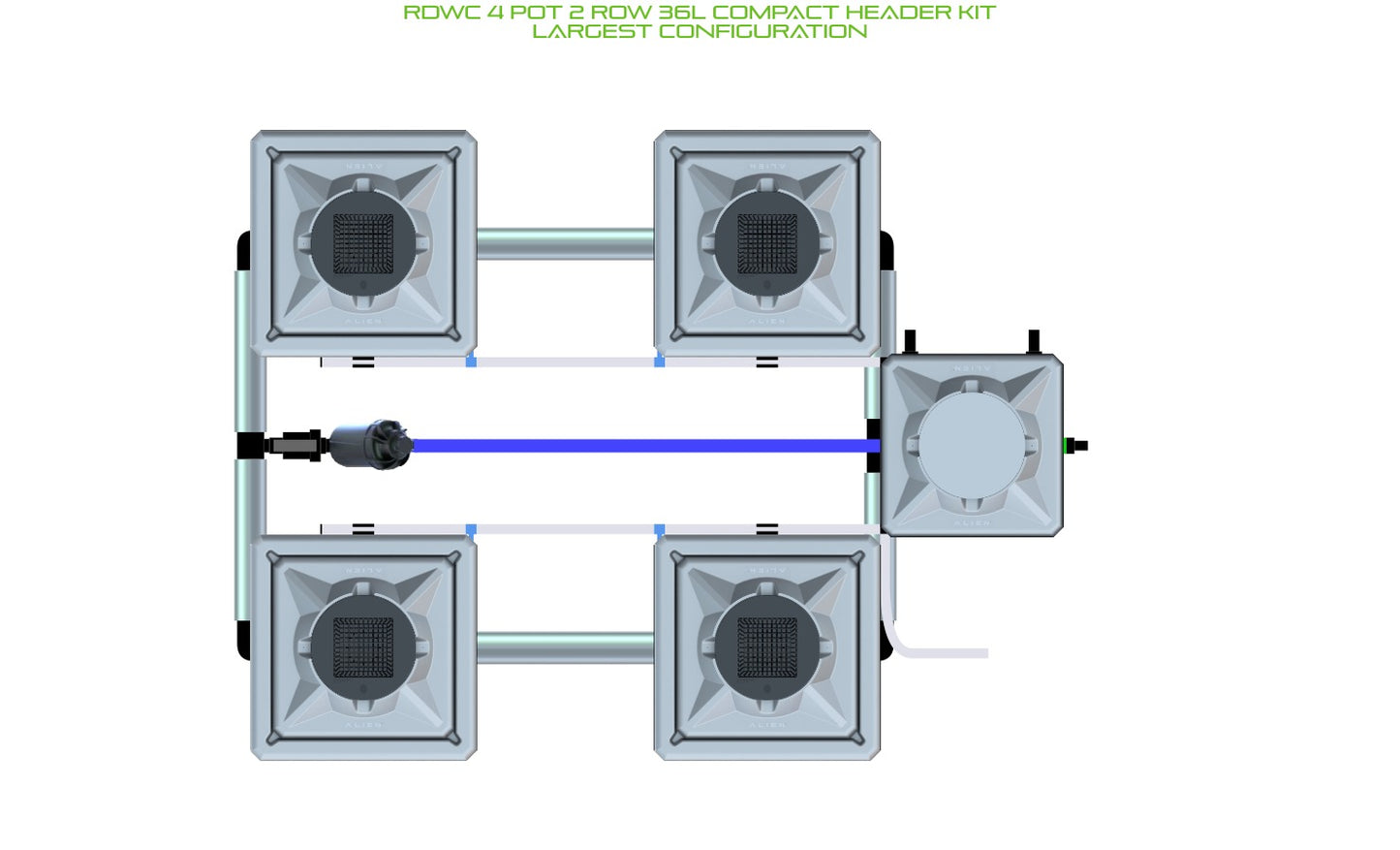 ALIEN Hydroponics RDWC 4 Pot 2 Row 36L Compact Header Kit product image 4