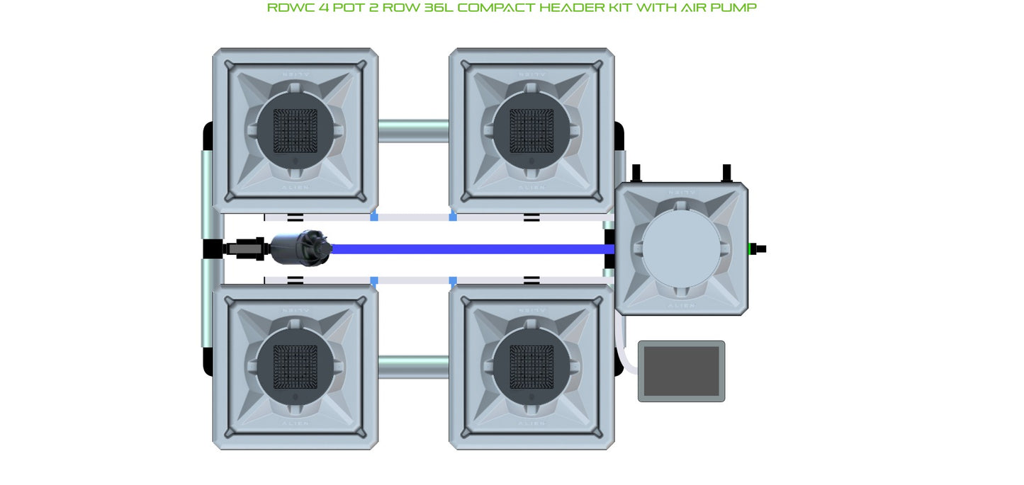 ALIEN Hydroponics RDWC 4 Pot 2 Row 36L Compact Header Kit with Air Pump product image 1