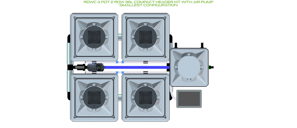 ALIEN Hydroponics RDWC 4 Pot 2 Row 36L Compact Header Kit with Air Pump product image 3