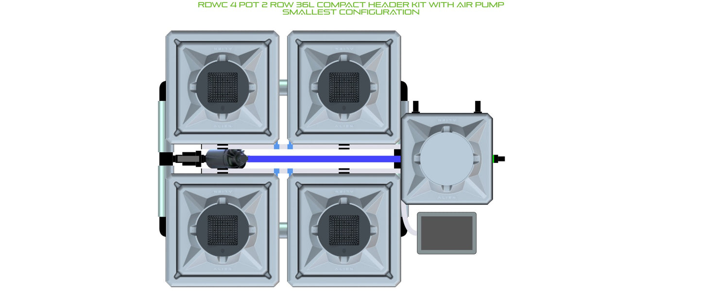 ALIEN Hydroponics RDWC 4 Pot 2 Row 36L Compact Header Kit with Air Pump product image 3