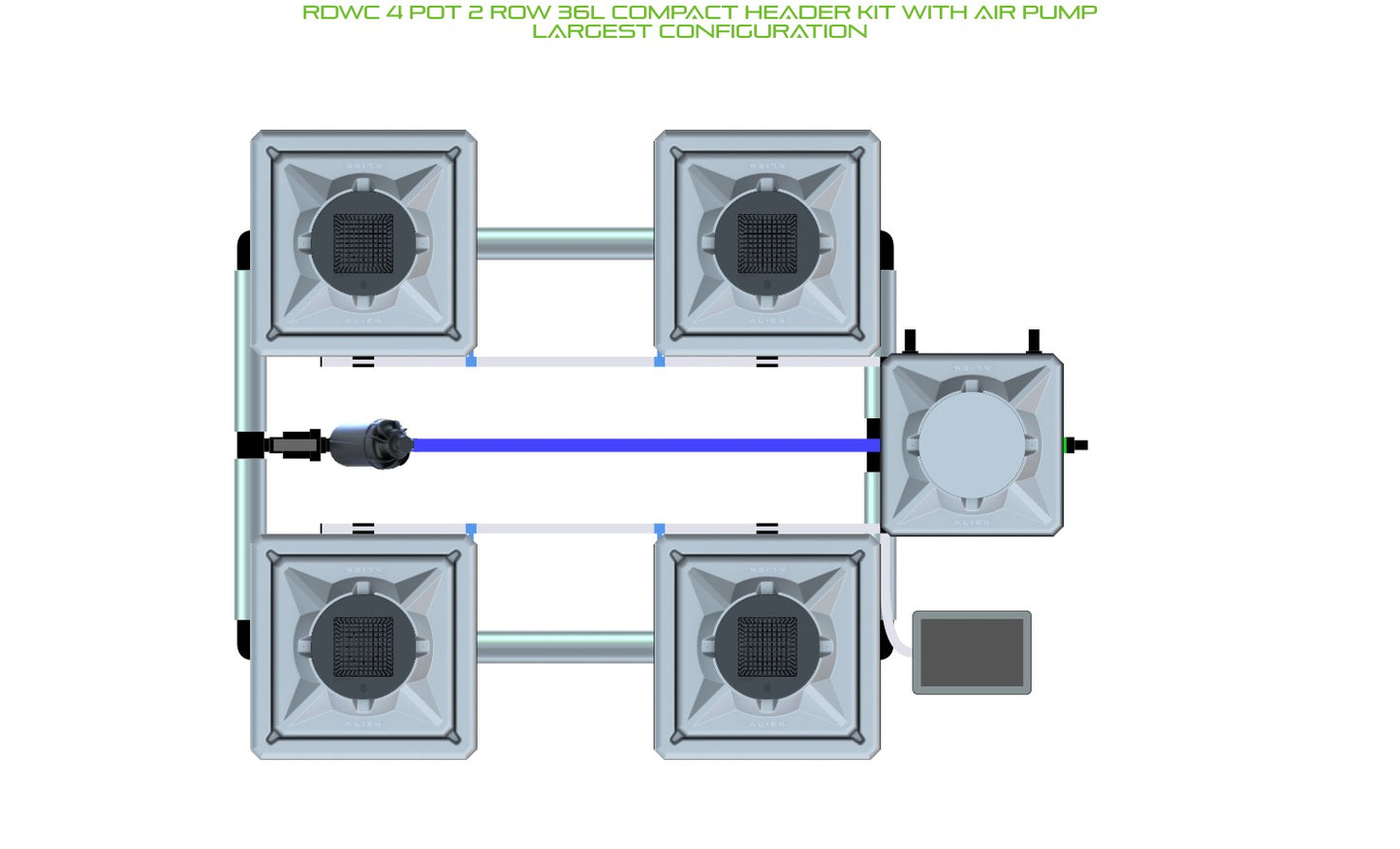 ALIEN Hydroponics RDWC 4 Pot 2 Row 36L Compact Header Kit with Air Pump product image 4