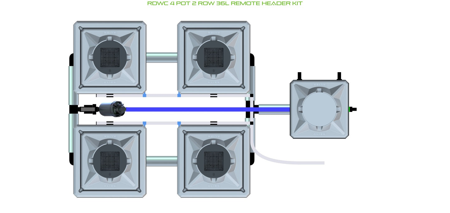 ALIEN Hydroponics RDWC 4 Pot 2 Row 36L Remote Header Kit product image 1