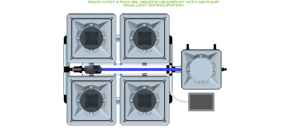 ALIEN Hydroponics RDWC 4 Pot 2 Row 36L Remote Header Kit with Air Pump product image 3
