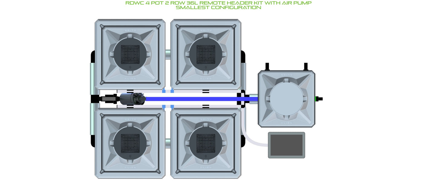 ALIEN Hydroponics RDWC 4 Pot 2 Row 36L Remote Header Kit with Air Pump product image 3