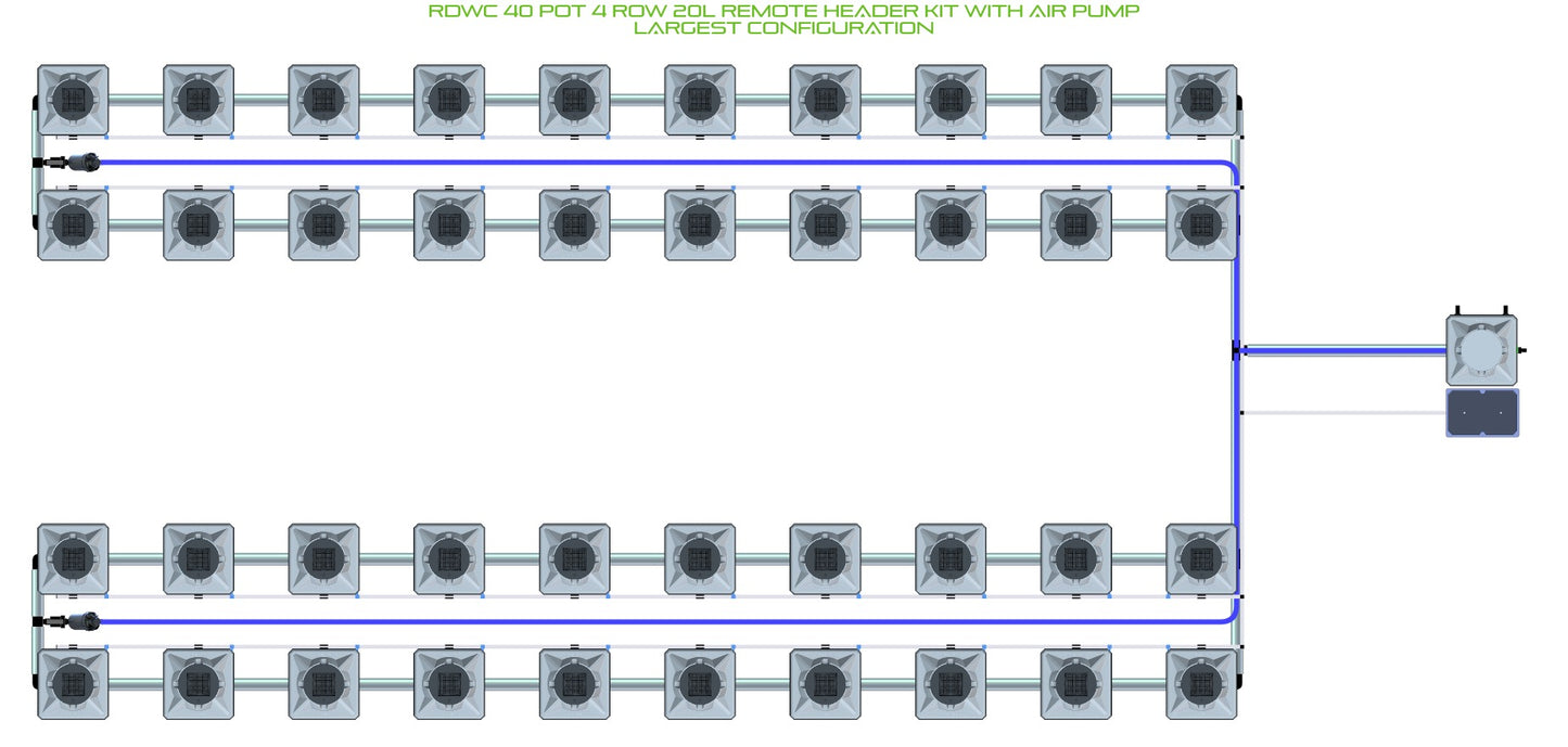 ALIEN Hydroponics RDWC 40 Pot 4 Row 20L Remote Header Kit with Air Pump product image 4