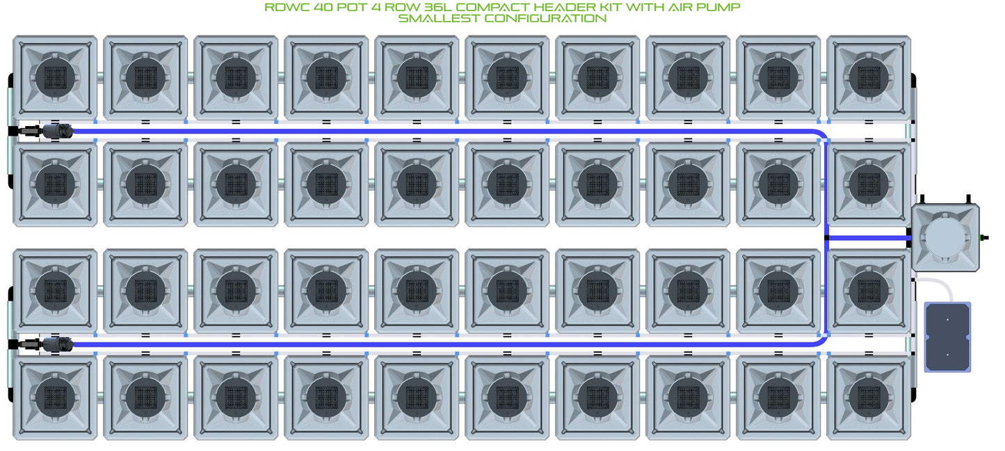 ALIEN Hydroponics RDWC 40 Pot 4 Row 36L Compact Header Kit with Air Pump product image 3