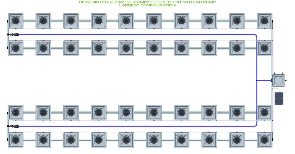 ALIEN Hydroponics RDWC 40 Pot 4 Row 36L Compact Header Kit with Air Pump product image 4