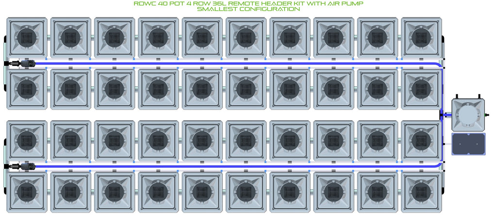 ALIEN Hydroponics RDWC 40 Pot 4 Row 36L Remote Header Kit with Air Pump product image 3