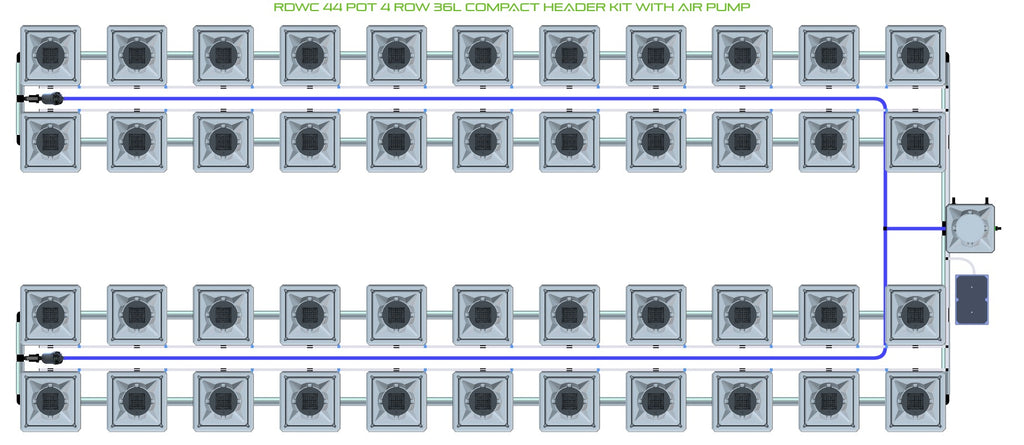 ALIEN Hydroponics RDWC 44 Pot 4 Row 36L Compact Header Kit with Air Pump product image 1