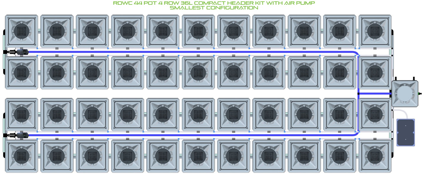 ALIEN Hydroponics RDWC 44 Pot 4 Row 36L Compact Header Kit with Air Pump product image 3