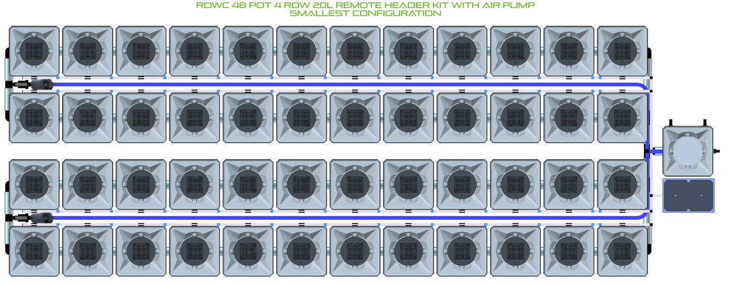 ALIEN Hydroponics RDWC 48 Pot 4 Row 20L Remote Header Kit with Air Pump product image 3
