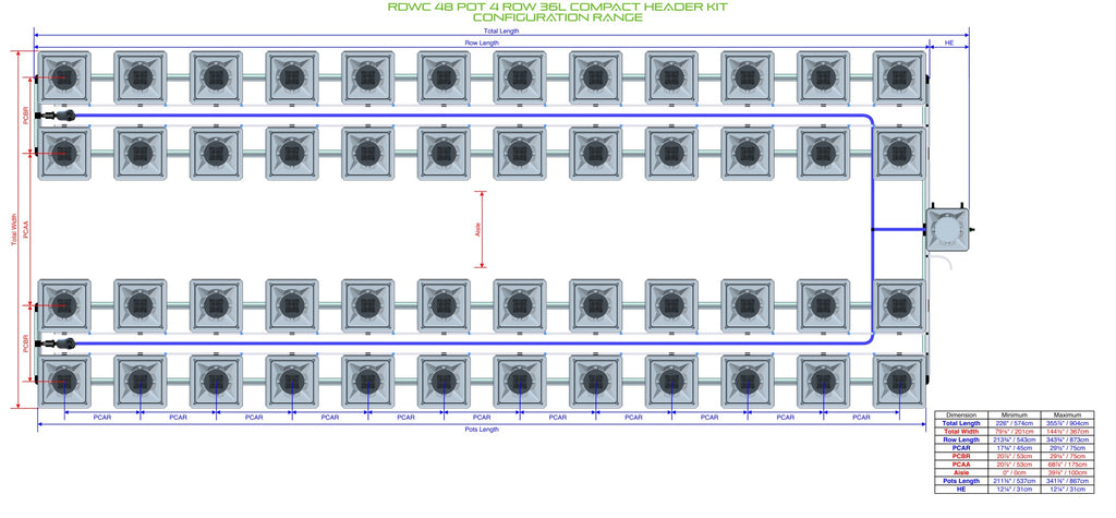 ALIEN Hydroponics RDWC 48 Pot 4 Row 36L Compact Header Kit product image 2