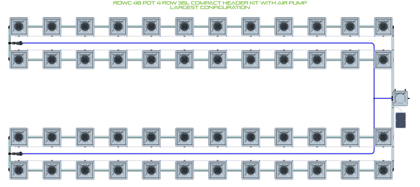 ALIEN Hydroponics RDWC 48 Pot 4 Row 36L Compact Header Kit with Air Pump product image 4
