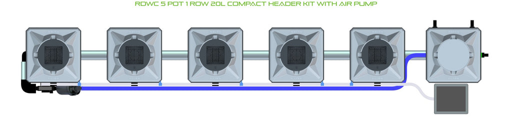 ALIEN Hydroponics RDWC 5 Pot 1 Row 20L Compact Header Kit with Air Pump product image 2