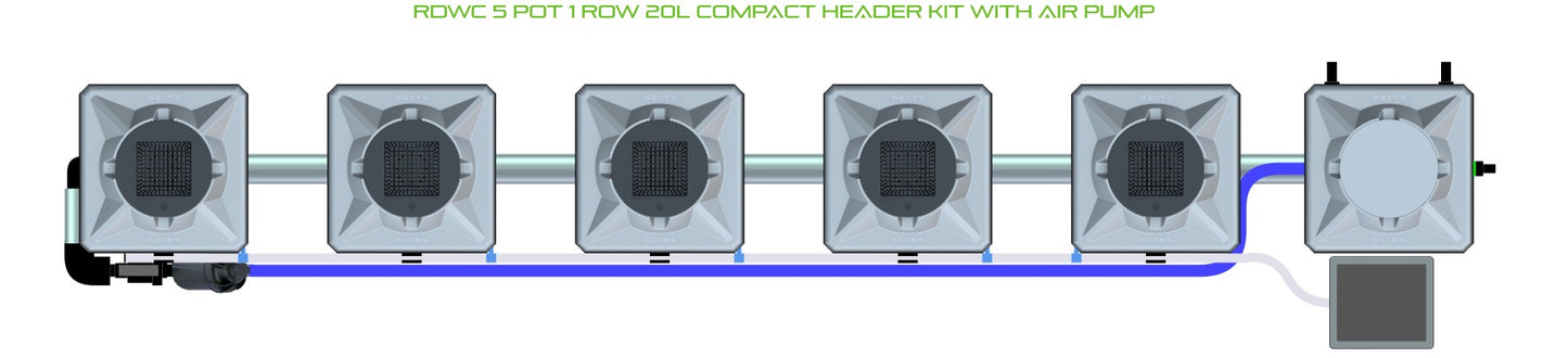 ALIEN Hydroponics RDWC 5 Pot 1 Row 20L Compact Header Kit with Air Pump product image 2