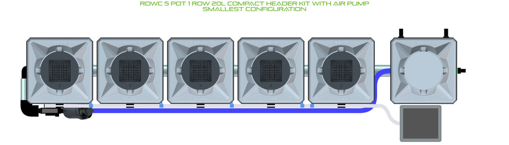 ALIEN Hydroponics RDWC 5 Pot 1 Row 20L Compact Header Kit with Air Pump product image 3