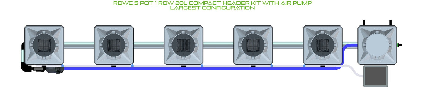 ALIEN Hydroponics RDWC 5 Pot 1 Row 20L Compact Header Kit with Air Pump product image 4