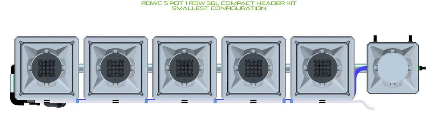 ALIEN Hydroponics RDWC 5 Pot 1 Row 36L Compact Header Kit product image 3