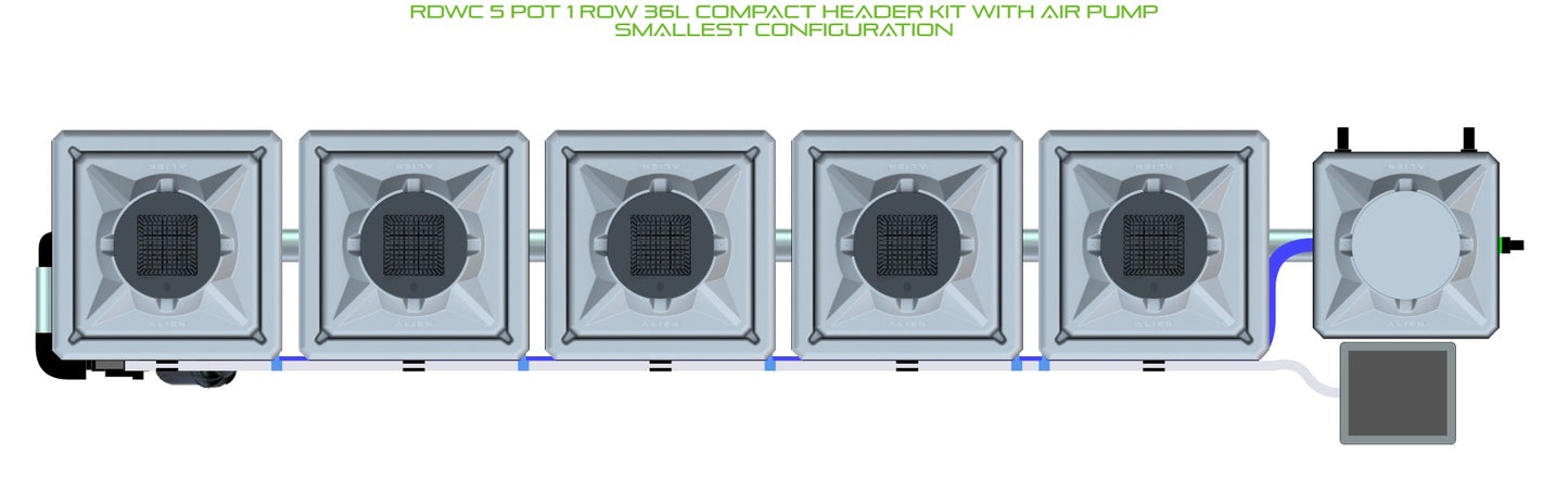 ALIEN Hydroponics RDWC 5 Pot 1 Row 36L Compact Header Kit with Air Pump product image 3