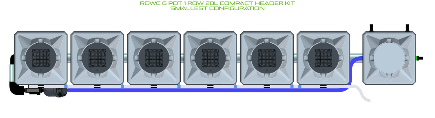 ALIEN Hydroponics RDWC 6 Pot 1 Row 20L Compact Header Kit product image 3