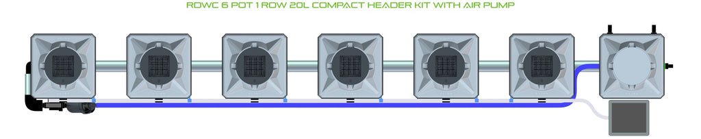 ALIEN Hydroponics RDWC 6 Pot 1 Row 20L Compact Header Kit with Air Pump product image 2