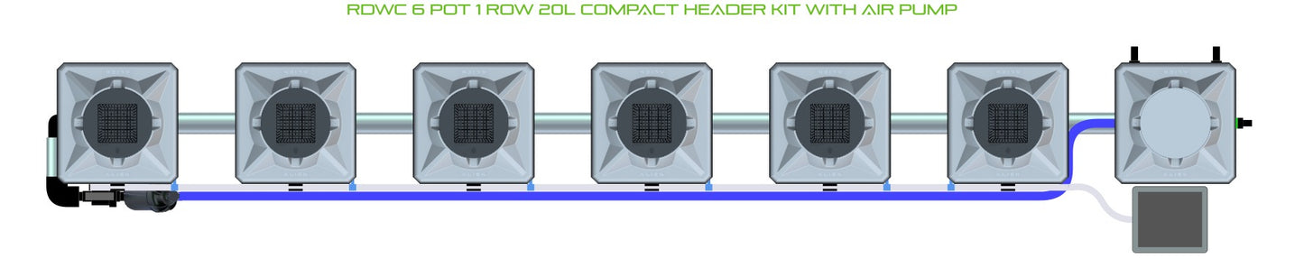 ALIEN Hydroponics RDWC 6 Pot 1 Row 20L Compact Header Kit with Air Pump product image 2