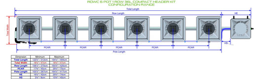 ALIEN Hydroponics RDWC 6 Pot 1 Row 36L Compact Header Kit product image 1